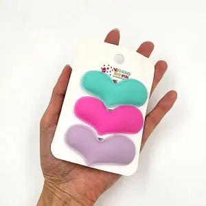 [셀러에이드]형광 하트 라지사이즈 헤어핀 3종세트