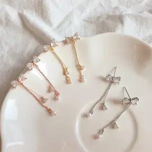 여자 데일리 데이트룩 우아한 리본 드롭 귀걸이