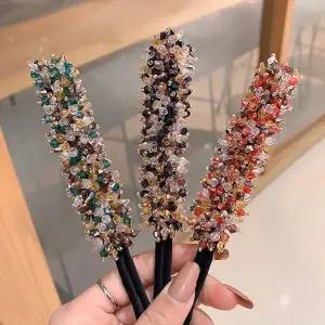 [셀러에이드]큐빅 와이어 머리끈 올림머리 그린믹스 당고머리