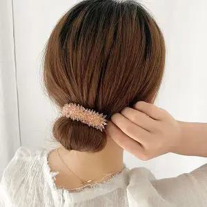 [셀러에이드]큐빅 와이어 머리끈 올림머리 핑크 당고머리