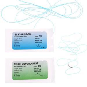 의대생 20pcs 의료 바늘 봉합 나일론 모노 필라멘트 스레드 실습 키트 교육 시연 학생