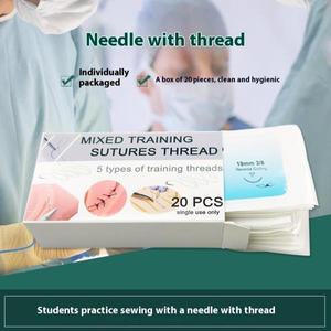 의대생 20pcs 의료 바늘 봉합사 나일론 모노필라멘트 실 실습 키트 교육 시연 운동 학생