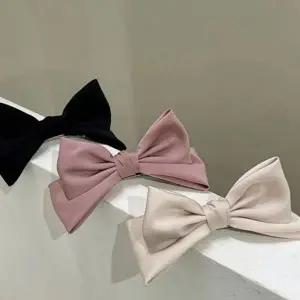 [셀러에이드]여성 헤어핀 새틴 리본 봉긋 러블리 자동 머리핀 러블리헤어핀