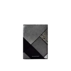 [중고명품] 파이톤 카프스킨 패스포트 홀더 여권 지갑 그레이 블랙