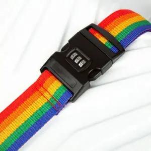 [셀러에이드]레인보우 수화물 여행용 보안 잠금 캐리어 벨트 다이얼