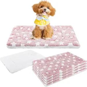 지시유엘 4개 세척 가능한 개 상자 매트 애완동물용 교체 리버서블 침대 패드 소형 중형 대형 기계 수면 x