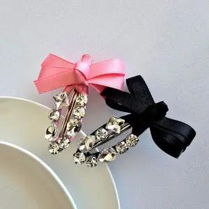 [하프클럽/]여자 사계절 착용 가능한 고급 빅큐빅 러블리 리본 헤어핀