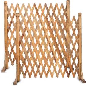 MyOYay 2PCS 확장 가능한 즉석 울타리 접이식 나무 애완동물 문 프리스탠딩 식물 린 막이 정원 트렐리스