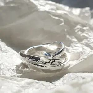 여자 미드나잇 실버 꼬임 레이어드 각인 반지