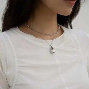 [하프클럽/]여자 봄 레이어드 물방울 펜던트 데일리룩 목걸이