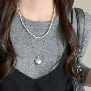 [하프클럽/]여자 코디 하트 진주 나들이 클래식 목걸이