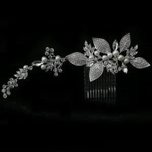 롱 꽃잎 다이아 러브리 큐빅 웨딩 헤어 액세서리