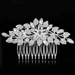웨딩장식 머리띠 화이트 꽃잎 빗 플러그형