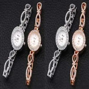 우아한 곡선 메탈 큐빅포인트 여성시계