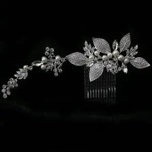 롱 꽃잎 다이아 러브리 큐빅 웨딩 헤어 액세서리