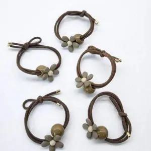 데일리 끈 고무줄 장식 꽃잎 레트로 머리 여성 레트로머리끈