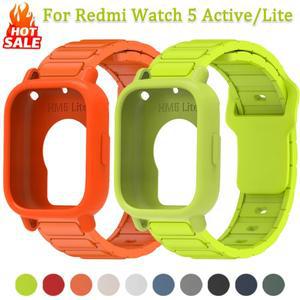 Redmi Watch 5 용 실리콘 케이스 + 스트랩 Lite 손목 밴드 팔찌 액티브 할로우 아웃 보호 커버
