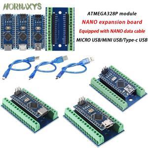 NANO V3.0 컨트롤러 터미널 어댑터 확장 보드 IO 쉴드 Arduino호환 AVR ATMEGA328P 케이블 용 심플 플레이