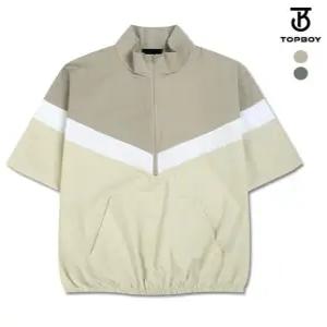 [탑보이][탑보이] 브이 배색 오버핏 아노락 반팔티 (NS594)