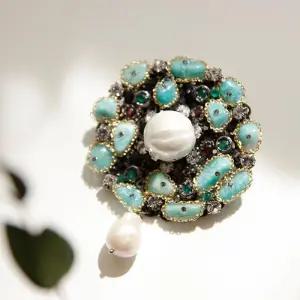 [제이로렌]바이데이지 12월탄생석 터키석 진주브로치 Bh0218_21