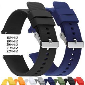 18mm 20mm 실리콘 시계 밴드 고무 방수 스트랩 퀵 릴리스 교체 팔찌 스포츠 소프트