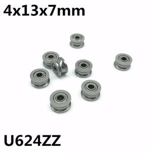 10피스 U624ZZ 4x13x7mm U 그루브 깊은 홈 볼 베어링 스틸