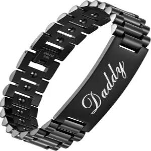 남성용 페라코 마그네틱 헤마타이트 팔찌 티타늄 스틸 링크 맞춤형 보석 생일 선물 아빠 남편 남자친구를