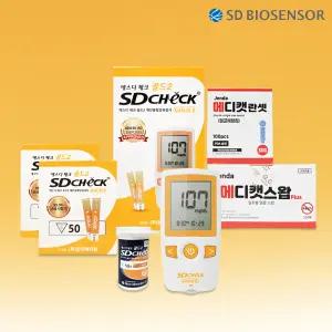 혈당측정기 당체크기계 당뇨검사키트+시험지 100매+침 110개+솜 100매 SD체크골드2