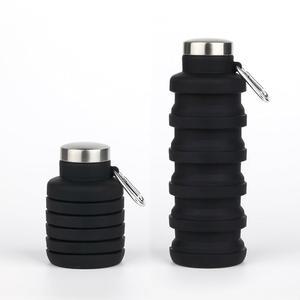 접이식 물병, 16온스 용량의 휴대용 포함, 피트니스, 스포츠, 경량 실리콘 블랙)을 누수 내구성 하이킹(딥 재사용 가능한 보관, 사이클링, 위한 방지, 캠핑, 버클