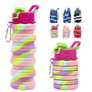 WATMHHJQ 실리콘 접이식 물병, 16온스 누수 물병 방지 재사용 500ml 휴대용 핑크) 프리, 야외 스포츠 확장형 BPA 컵, 활동 가능한 여행용 (2#