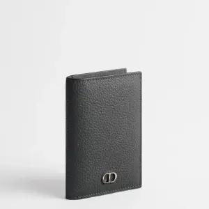 MUST IT_디올 CD 아이콘 버티컬 2단 카드 지갑 - 그리 플란넬 그레인 카프스킨