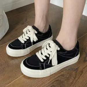 여자 사계절 편안한 캔버스 로우탑 스니커즈