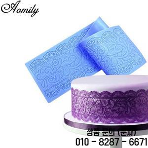 Aomily 실리콘 레이스 퐁당 금형 쉬운 무스 설탕 공예 매트 패드 도구 플라워 웨딩 케이크 40x10cm