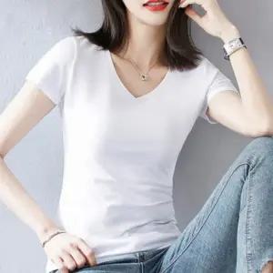 PA 슬림핏 브이넥 반팔티 화이트 무지 기본티 여자 여름 V넥