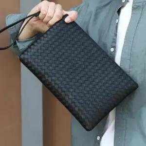 (색상 블랙)남성 블랙 위빙 클러치백 손 가방