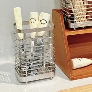 ( )물빠짐 스텐 수저통 사각 주방 정리함