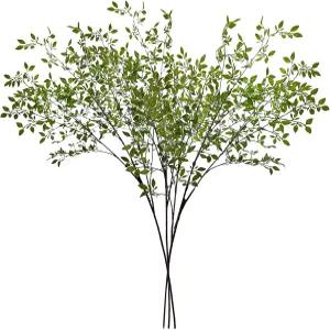 PRTCY 3Pcs 인공 식물 잎 다발 41.7인치 난디나 녹지 줄기 가지치기 꽃다발 결혼식 꽃꽂이를 위한 가짜