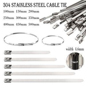 1025개 304 스테인리스 스틸 케이블 타이 4.6mm 헤비 듀티 셀프 록킹 지퍼 다목적 금속 배기 랩 락