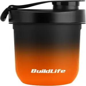 빌드라이프 프로틴 셰이커 병 20온스 트리탄 컵 사일런트 믹싱 그리드 - 운동 전 및 스무디를 위한 덩어리