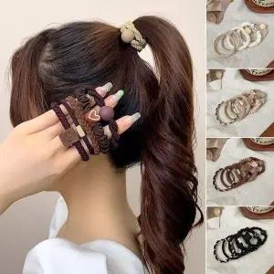 [콩심팥심]포니테일 똥머리 믹스 헤어끈 5개