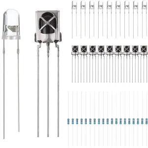 아두이노용 DAOKAI 5mm 적외선 방출기 + IR 수신 다이오드 18m 940nm 감광 수신기 LED 센서 전용 IC