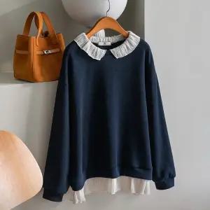 (안나앤플러스) A. 에이린 프릴 배색 티셔츠[티셔츠D1127H01] 빅사이즈