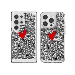 최신 갤럭시 아이폰 케이스 투명 하트 작은 캐릭터 / 핸드폰 16 15 14 13 12 S24 S23