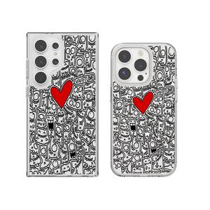 최신 갤럭시 아이폰 케이스 투명 하트 작은 캐릭터 맥세이프 / 핸드폰 16 15 14 13 12