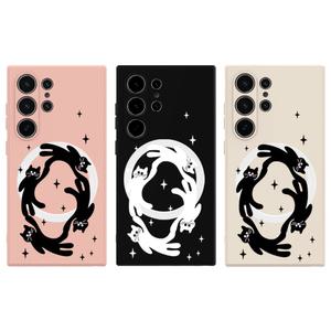 최신 귀여운 갤럭시 아이폰 패브릭 맥세이프 케이스 고양이 친구들 / 핸드폰케이스 S2