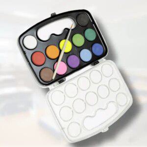 고체 물감 12색 파레트 붓 세트 미술 그림 그리기 학용품 준비물