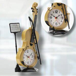 탁상 시계 빈티지 바이올린 골드 인테리어 알람 책상용 소형