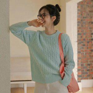 [J-BASIC] 산뜻봄 꽈배기 기본니트(라운드/브이넥)