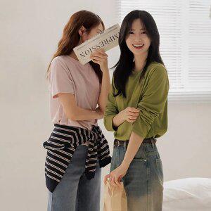 4계절용 세미크롭 기본티(반팔/긴팔)