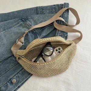 데일리 심플 여성 라탄 힙색 슬링백 여자 포인트 모던 크로스백 스포티 가방